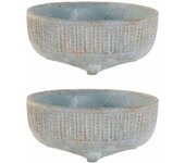 LOLAhome Set de 2 maceteros jardinera de cemento grises de Ø 25x11 cm