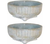 LOLAhome 2 maceteros jardinera de cemento grises de Ø 20x9 cm
