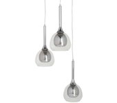 LOLAhome Lámpara de techo campanas de cristal y hierro plateada de Ø 33x50 cm