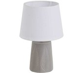 LOLAhome Lámpara de mesa con grabado de hojas de cerámica gris de Ø 21x32 cm