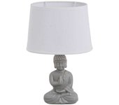 LOLAhome Lámpara de mesa oval de Buda de cerámica gris de 23x12x34 cm