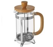 LOLAhome Cafetera francesa de acero inoxidable y bambú de 15x8x19 cm