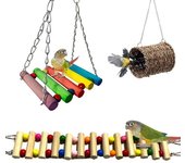 3pcs Bird Parrot Toys Bird Escalera de madera Pet Bird Cage Swing Toy