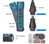 Juego de controlador de pluma de molienda 2 en 1 Inalámbrico Tipo-C Recargable Multiusos Mini herramienta eléctrica eléctrica Multifunción 2 piezas Puntas de controlador Kit de 7 piezas de puntas de molienda con luz LED para reparar dispositivos electrónicos