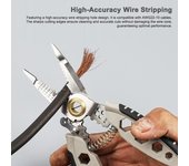 "Pelador de cables multifunción de 7"" Profesional 22-10 AWG Herramienta de corte de cables portátiles Crimpadoras con botón de auto-cerramiento de función de llave"