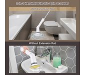 Fregadora giratoria eléctrica Cepillo de limpieza eléctrico inalámbrico de mano Limpiador giratorio eléctrico 2 velocidades ajustables con varilla de extensión 6 cabezales de cepillo reemplazables para baño Bañera Inodoro Azulejo de pared Ventana de piso