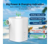 Bomba de aire eléctrica con 5 boquillas Bomba de aire rápida USB con batería de 2500 mAh para inflador Bombas desinfladoras Inflables Colchón de aire Cama de aire Piscina Juguete Anillo de natación