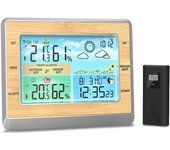 Estación meteorológica Termómetro inalámbrico para interiores y exteriores Pantalla LED a color de 6 pulgadas Monitor de temperatura y humedad