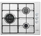 Placa Gas - Vitrokitchen EN630LIN, Tres Fuegos, 60 cm, Natural, Inyectores Gas Butano, Inox