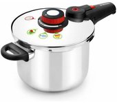 MONIX Selecta Duo Set ollas a presión rápidas 4 y 6 litros con Sistema de selección de Alimentos y Cierre automático, Acero INOX 18/10, Plata, 2 Unidades