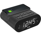 SPC Frodi QI Radio Despertador con Carga inalámbrica para tu Smartphone con 2 alarmas y 10 memorias para Tus emisoras de Radio, Negro