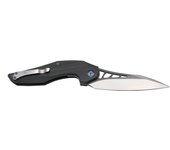 Navaja Third, serie Thunder, mango G10 negero, hoja de acero D2 de 11 cm, largo total 23,2 cm, K0820BK, herramienta para uso deportivo, pesca y caza