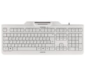 CHERRY KC 1000 SC, Teclado de Seguridad con Cable y Terminal de Tarjeta Chip Integrado, Distribución de Teclado Español QWERTY, Ángel Azul, Blanco/Gris