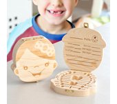 InnovaGoods® Caja dientes de leche niño y niña, caja madera ratoncito perez, caja regalo para bebe, Ideal para colocar los dientes, el cordón umbilical y el lanugo del bebe. Caja madera de pino.