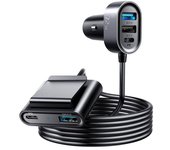 Joyroom car charger 5-in-1, c+c+u+u+u, qc 3.0, pd 3.0, fcp, afc, 12v/24v, 72w, black (jr-cl05)
