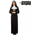 Atosa | Disfraz Monja Mujer Adulto | Velo Blanco y Vestido Negro con Cuello | Disfraz Católico Religioso para Fiesta de Disfraces, Halloween y Carnaval | Práctica Funda de Almacenamiento | M-L