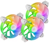 Mars Gaming MF-3AR, Kit 3x Ventiladores 120mm FDB, Aspas Invertidas, Iluminación ARGB 360° Sin Marco, Iluminación Anillo Completa, Ventiladores PC con Compatibilidad Total ARGB, Doble Conector, Blanco