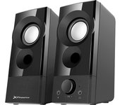 Phoenix - Altavoces de Ordenador 6W RMS 2.0, Conexión Jack 3,5 mm y Cable USB de Alimentación, Puerto para Micrófono y Auriculares