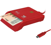 Woxter Lector DNI Electrónico con Conexión Tipo C - DNI Electrónico Inteligente, DNI 3.0 y 4.0, Tipo C, Compatible con PC y Mac, Incluye Adaptador Tipo C a USB A. Color Rojo