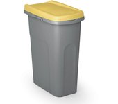 Cubo de basura con tapa plástico gris/amarillo 25L