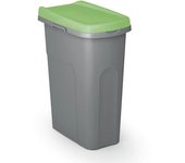 Cubo de basura con tapa plástico gris/verde 25L