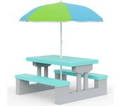 Conjunto jardín para niños set mesa y bancos menta 67cmx41cm