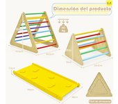 Costway Set de Escalada 3 en 1 para Niños 2 Escaleras Triangulares y 1 Rampa de Doble Cara para Deslizar y Escalar Puente de Madera Multicolor