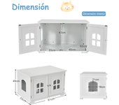 Costway Arenero para Gatos Casita-Mesita de Noche para Animales con Dobles Puertas y Ventanas Entrada Casita Decorativa Blanco81 x 53 x 49 cm