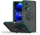 KEYSION Matte Case for Redmi Note 12 Pro+ 5G Transparent Silicone+PC Ring Stand Shockproof Phone Cover for Xiaomi POCO X5 Pro 5G