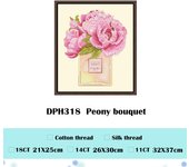 Peony bouquet cross stitch kit Iris Lily perfume18ct 14ct 11ct light yellow fabric cloth cotton  DIY home deco accessories