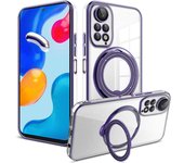 KEYSION Transparen Plating Case for Redmi Note 12 Pro 4G 12 5G Ring Stand Phone Cover for Xiaomi POCO X5 Pro 5G X4 X3 NFC