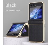 Luxury Leather Electroplated Hard PC Back Cover Case for Samsung Galaxy Z Flip 5