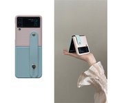 Luxury Fashion Candy Color Wrist Strap Bracket Simple Case for Galaxy Z Flip 3 5G Z Flip3 Flip4 Zflip3 Zflip4 Z Flip 4 Cover