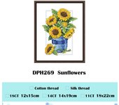 Sunflowers cross stitch set small pattern package 18ct 14ct 11ct cloth cotton thread embroidery DIY handmade needlework