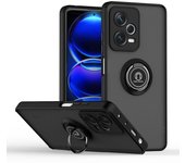 KEYSION Matte Case for Redmi Note 12 Pro+ 5G Transparent Silicone+PC Ring Stand Shockproof Phone Cover for Xiaomi POCO X5 Pro 5G