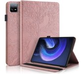 Case For Xiaomi Mi Pad 6 / Xiaomi Pad 6 Pro 2023 Cover 11 inch Embossed Tree Wallet Stand Tablet Cover Rose gold