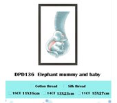 Elephant mummy and baby cross stitch kit animal pattern 18ct 14ct 11ct white fabric cloth cotton thread embroidery DIY handmade
