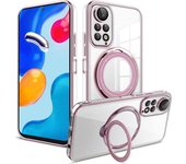 KEYSION Transparen Plating Case for Redmi Note 12 Pro 4G 12 5G Ring Stand Phone Cover for Xiaomi POCO X5 Pro 5G X4 X3 NFC