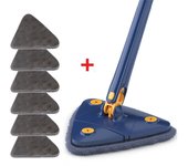 Triangle Mop 360-Degree Adjustable Window Cleaning Mop Microfiber 1.3m Handle Self-Wringing Glass Wiper Wall Window Cleaning Kit