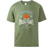 Brooklyn ,Ny Basketball Street Stars Team Print Tshirt Man O-Neck Retro Tee Shirt Breathable Soft Top Loose Cotton Short Sleeve