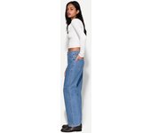 Bershka Jeans Straight Wide Leg Mujer 32 Azul