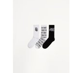 Bershka Pack 3 Calcetines Print Hombre Blanco