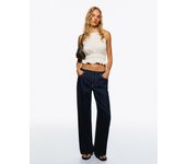 Bershka Jeans Wide Leg Ligero Mujer 36 Marino