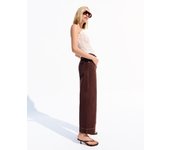 Bershka Jeans Wide Leg Cropped Mujer 32 Marrón