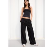 Bershka Pantalón Felpa Wide Leg Mujer L Negro