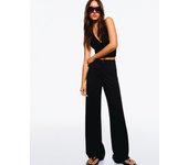 Bershka Pantalón Wide Leg Mujer 34 Negro