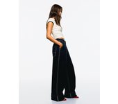 Bershka Pantalón Wide Leg Contraste Mujer 40 Marino