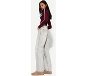 Bershka Jeans Straight Wide Leg Mujer 42 Gris