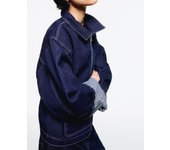 Bershka Sobrecamisa Denim Costura Mujer L Marino