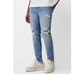 Bershka Jeans Carrot Rotos Hombre 36 Azul Lavado